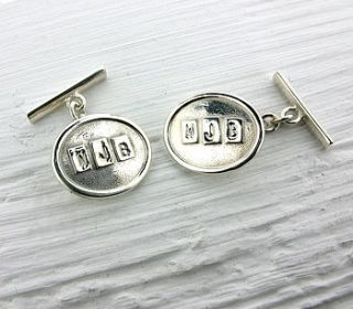sterling silver personalised oval cufflinks by will bishop jewellery design