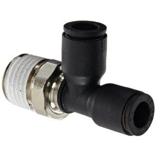 Legris 3103 56 14 Nylon & Nickel Plated Brass Push to Connect Fitting, Run Tee, 1/4" Tube OD x 1/4" NPT Male