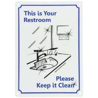 SmartSign Plastic Sign, Legend "This is Your Restroom Please Keep it Clean" with Graphic, 14" high x 10" wide, Black/Blue on White Yard Signs