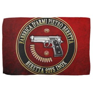 [300] Beretta 92FS Inox with Ammo on Red Velvet Towels
