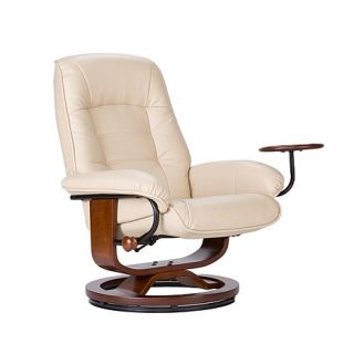 Bonded Leather Recliner and Ottoman   Taupe