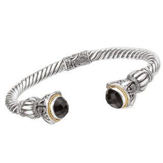 925 Silver & Onyx Round Checkerboard Twisted Cuff Bracelet with 18k Gold Accents David Yurman Jewelry Genuine Jewelry