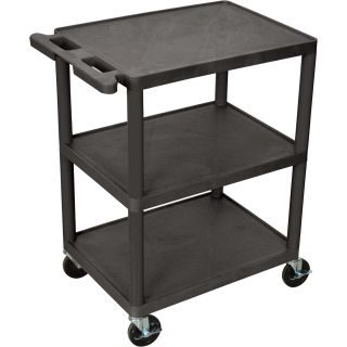 Luxor Utility Cart — 3-Shelf, 300-Lb. Capacity, Black, Model# HE34-B  Utility Carts