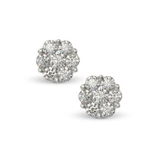 CTW. Diamond Flower Earrings in 14K White Gold   Zales