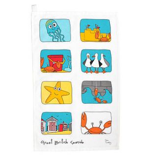 great british seaside tea towel by gone crabbing limited
