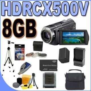 Sony Handycam HDR CX500V 32 GB Flash High Definition Camcorder (Black) BigVALUEInc Accessory Saver 8GB PRODuo FH100 Replacement Battery/Rapid External Charger Bundle  Flash Memory Camcorders  Camera & Photo