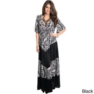 Stanzino Women's Paisley Print V neck Maxi Dress Casual Dresses