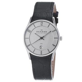 Skagen Men's 474XLSLC Steel White Dial Black Strap Watch Skagen Watches