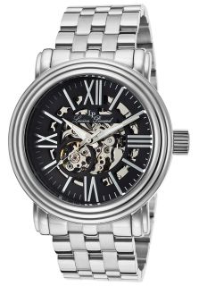 Lucien Piccard 11912 11  Watches,Domineer Automatic Skeletonized Silver Tone and Black, Casual Lucien Piccard Automatic Watches