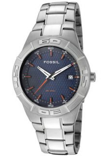 Fossil AM3992  Watches,Mens Blue Collection Navy Blue Textured Dial Stainless Steel, Casual Fossil Quartz Watches