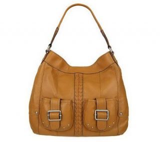 As Is Tignanello Glove Leather Pocket Hobo w/ Braid Accent —