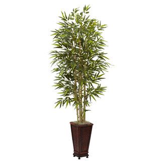 6 Foot Bamboo Tree w/Decorative Planter Nearly Natural Silk Plants