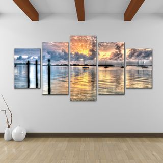Bruce Bain 'Calm Waters' 5 piece Canvas Wall Art Ready2hangart Canvas