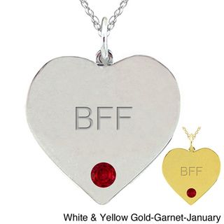 10k Gold Birthstone Engraved 'BFF' Necklace Gemstone Necklaces