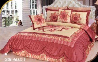 DaDa Bedding BM465L 1 5 Piece Patchwork Sunset Rubies Quilt Set, California King, Burgundy   Red