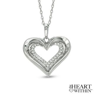 The Heart Within® 1/10 CT. T.W. Diamond Heart Pendant in 10K White