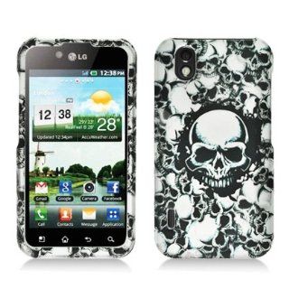 For Straight Talk LG L85c Optimus Black Accessory   White Skull Design Case Protector Cover + Free Lf Stylus Pen Lf Screen Wiper Cell Phones & Accessories