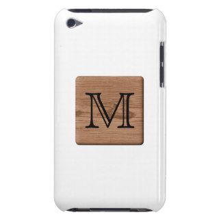 Picture of Brown Wood and Custom Monogram Letter. iPod Case Mate Cases