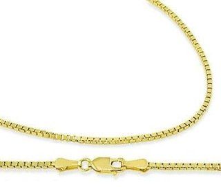 14k Yellow Gold Box Chain Solid Necklace 1mm , 22 inch Jewel Tie Jewelry