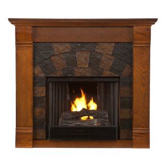 SEI Elkmont Salem Gel Fuel Fireplace, Antique Oak   Electric Fireplace