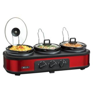 Bella Electric Triple Slow Cooker   Red