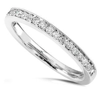 1/5 Carat TW Round Diamond Wedding Band in 14k White Gold Jewelry