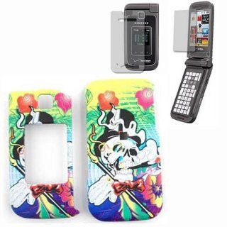 Hard Plastic Snap on Cover Fits Samsung U750 Alias 2 Magician Skull + LCD Screen Protective Film Verizon Cell Phones & Accessories
