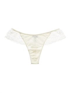 Low Rise Lace Trimmed Satin Thong by Cosabella
