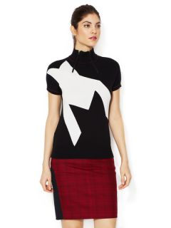 Houndstooth Zippered Ski Turtleneck Top by L.A.M.B.