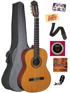 Oscar Schmidt OC11 Nylon String Classical Guitar Bundle with Gig Bag, Tuner, Strap, Strings, Picks, and Polishing Cloth Musical Instruments