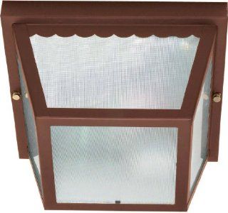 Nuvo 60/472 Old Metal Frame Carport Flush Mount with Textured Frosted Glass, Old Bronze   Flush Mount Ceiling Light Fixtures  