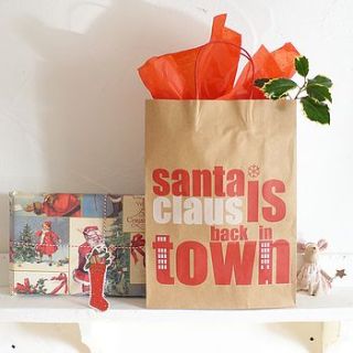 santa brown paper gift bags with handle by lilac coast
