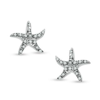 Diamond Fascination™ Starfish Stud Earrings in Sterling Silver with