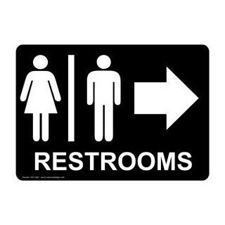 Restrooms White on Black Sign RRE 6982 WHTonBLK Restrooms  Business And Store Signs 