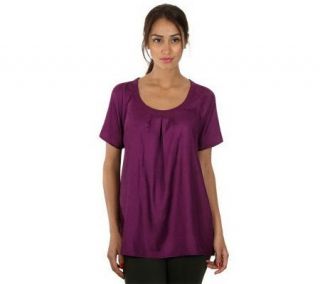 LOGO by Lori Goldstein Charmeuse Top with Double Back Hem —