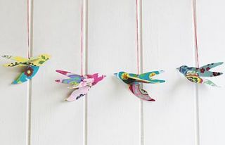 set of three hanging love bird decorations by posh totty designs interiors