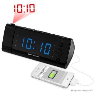 Electrohome USB Charging Alarm Clock Radio with Time Projection, Battery Backup, Auto Time Set, Dual Alarm, 1.2" LED Display for Smartphones & Tablets (EAAC475) Electronics