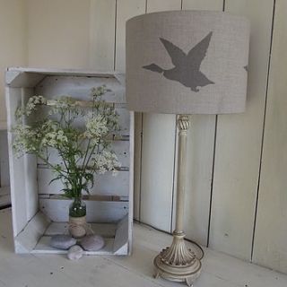 rustic duck hand printed linen lampshade by rustic country crafts