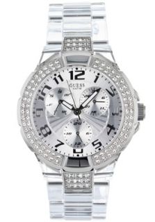 Guess W13574L1  Watches,Womens Prism Silver Dial White Plastic, Casual Guess Quartz Watches