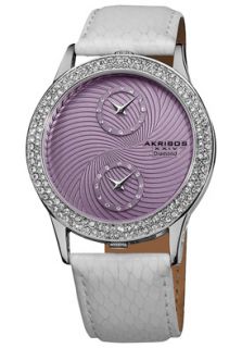 Akribos XXIV AK569WT  Watches,Womens Purple Dial White Leather, Casual Akribos XXIV Quartz Watches