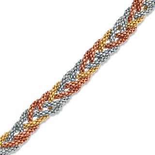 Textured Braid Bracelet in Sterling Silver and 14K Two Tone Gold Plate