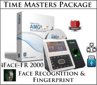 Biometric Employee Payroll Time Clock Facial Recognition Terminal with Fingerpint access and PIN/Password with AMG Employee Attendance Software (2 Admin. Users, 50 Active Employees) Sold only by Time Masters  Biometric Security Devices  Camera & Pho