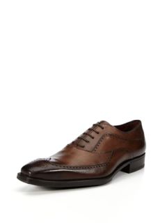 Burnished Leather Wingtip Oxfords by Canali