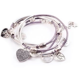 silver noodle wrap leather charm bracelet by francesca rossi designs