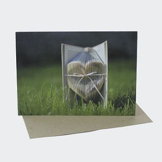heart folded book card by the folded page