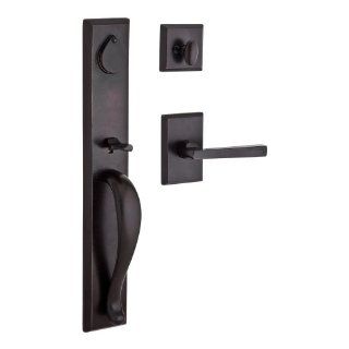 Baldwin SC.LONxTAP.R.RSR.481.6L.DS.CKY.KD Longview Single Cylinder Handleset with Right Handed Taper Lever and Rustic Square Rose, Dark Bronze   Door Handles  
