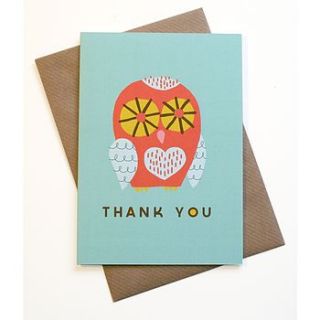 'thank you owl' greetings card by the happy pencil