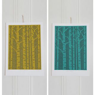 large scottish woodland print by a pair of blue eyes