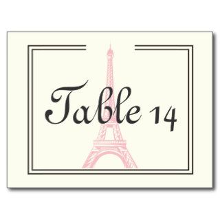 Paris wedding pink Eiffel Tower ivory table number Post Card