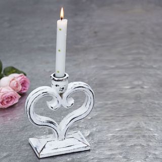 wooden heart dinner candlestick by retreat home